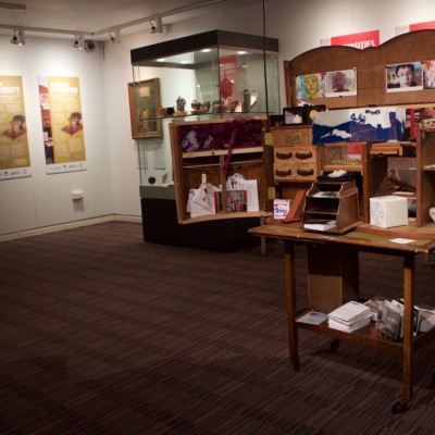 the re:collect Cabinet of Curiosities and one of the museum's curated cabinets