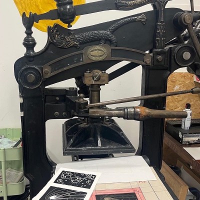 Eagle press block printing